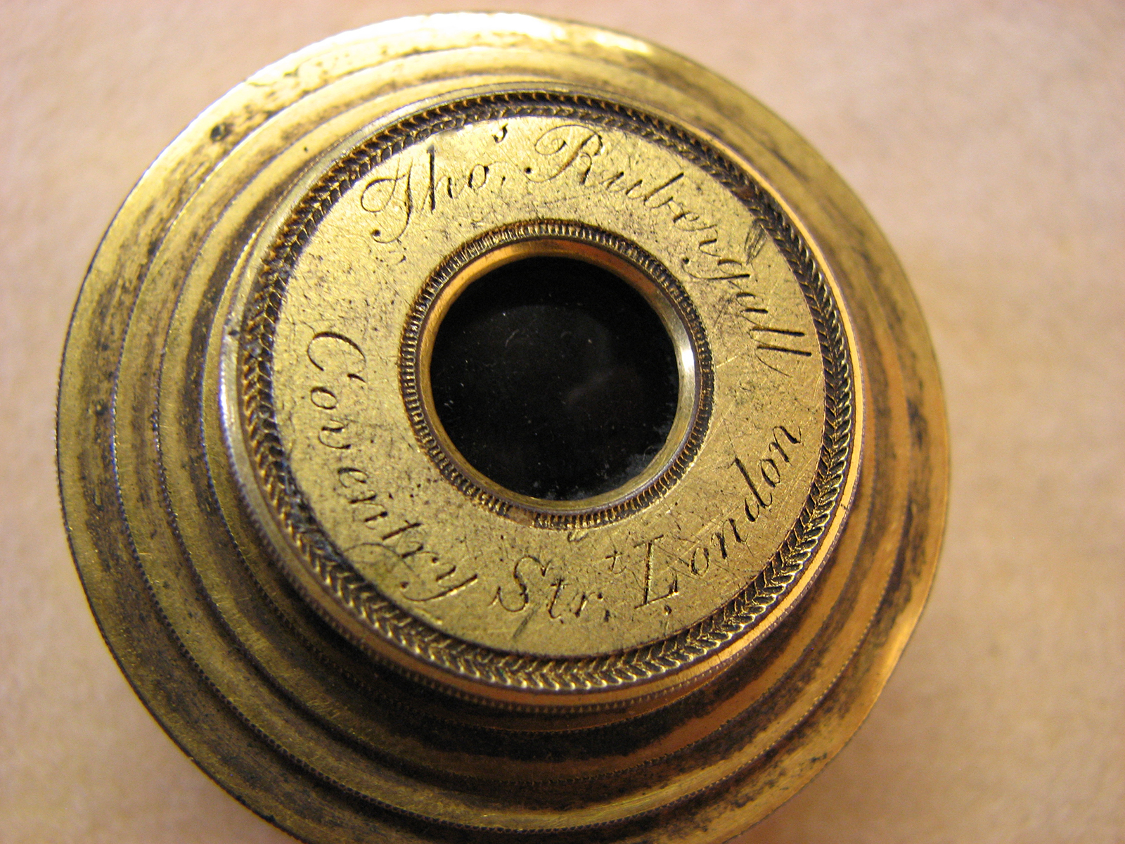 19th century Thomas Rubergall 6 draw brass monocular spyglass, circa 1820